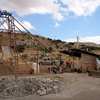 Head frame at the La Lupita shaft; note new power line in the background